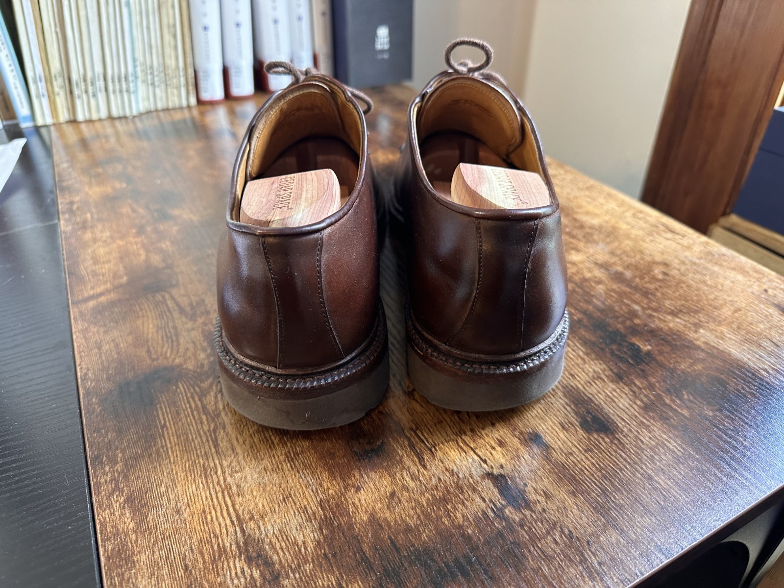 Meermin Derby Dress Shoe Heritage Shell Cordovan Brown – Rubber Sole – 7.5 UK