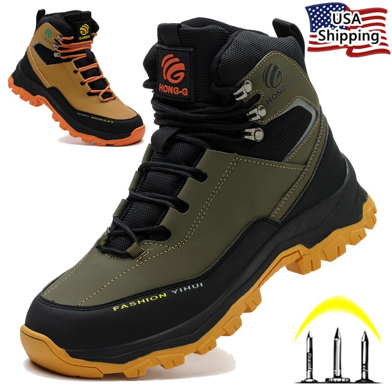 Mens Waterproof Work Boots Steel Toe shoes Safety Shoes Indestructible Non Slip