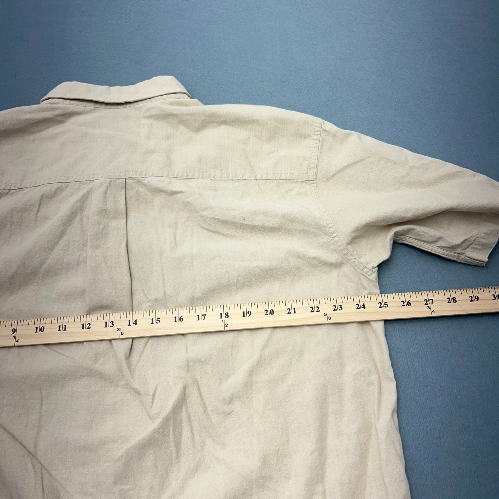 LL Bean Men’s Large Tall (LT) Tan Beige Short Sleeve Button Shirt
