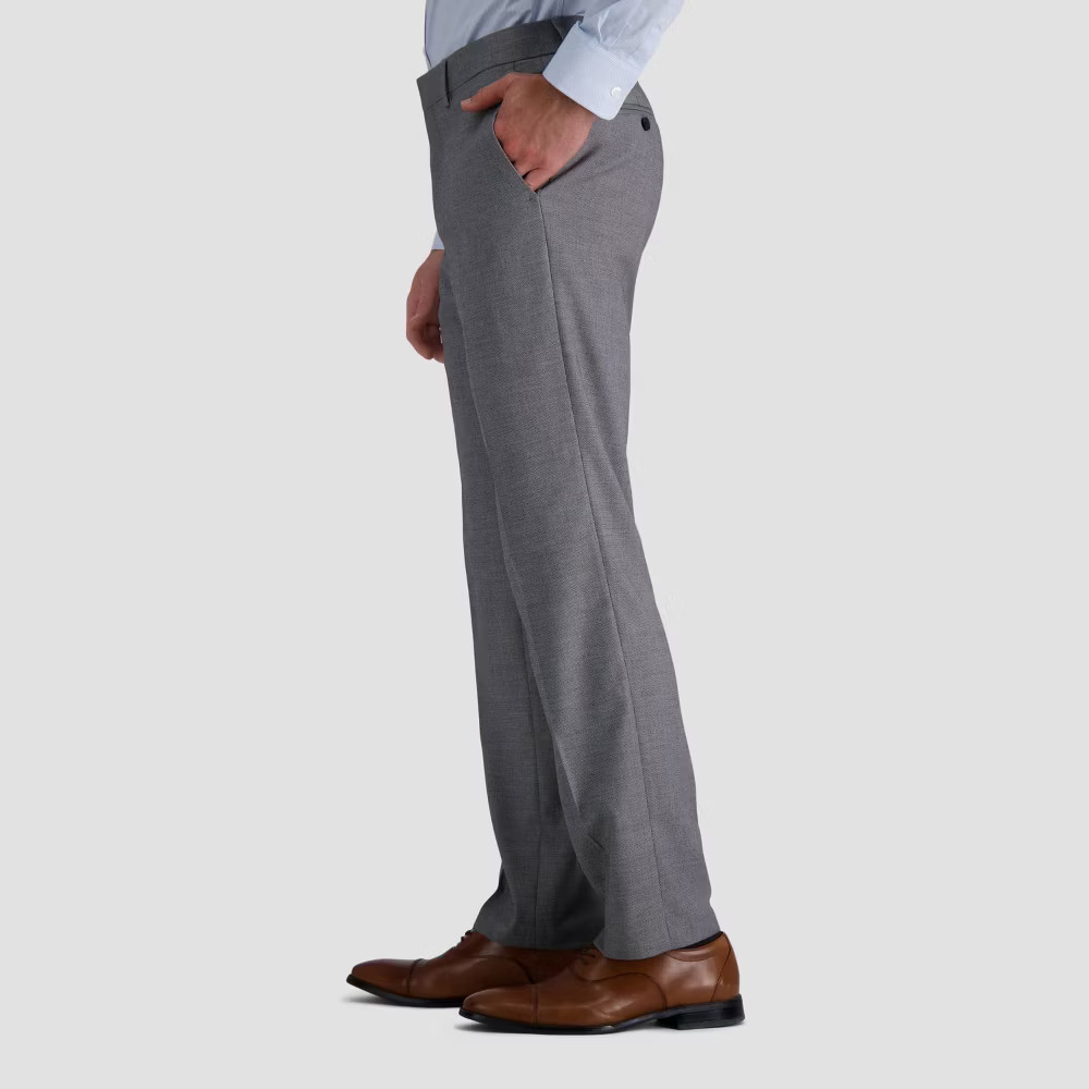 Haggar H26 Men’s Tailored Fit Stretch Suit Pants – Gray 34×30: Midweight,