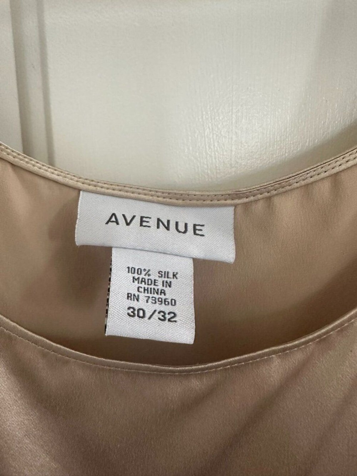 Avenue 100% Silk Tank Top Plus Size 30/32 Beige Champagne