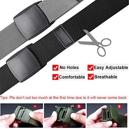 2-Pack Elastic Stretch Belt, Men’s All Size Metal Nylon Tactical Hiking Belt