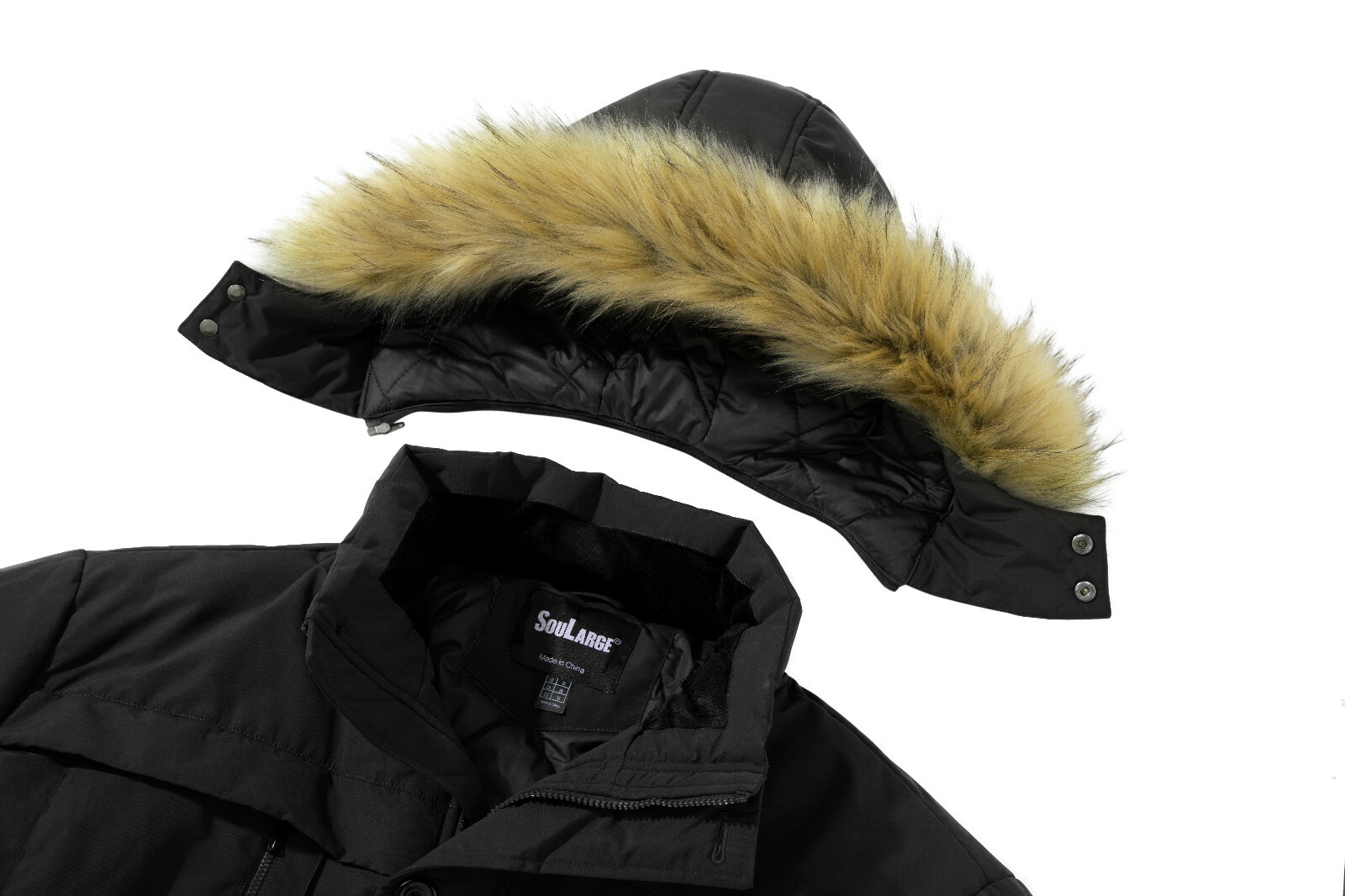 Soularge Men’s Winter Parka Jacket Big and Tall Warm Jacket with Heavy Hooded