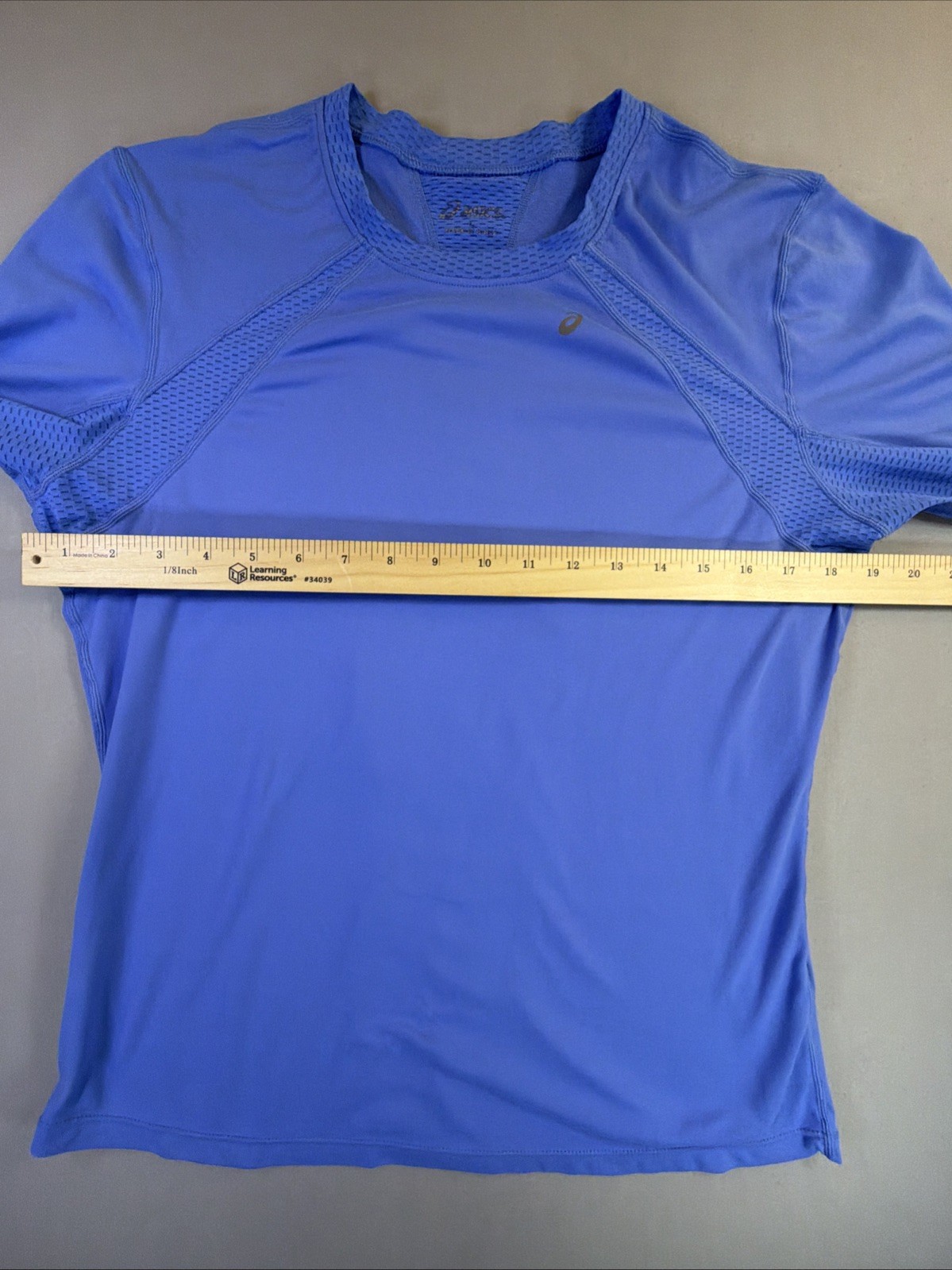 ASICS Women Long Sleeve Running Shirt L Large Blue Mesh Ventilation Athletic Top