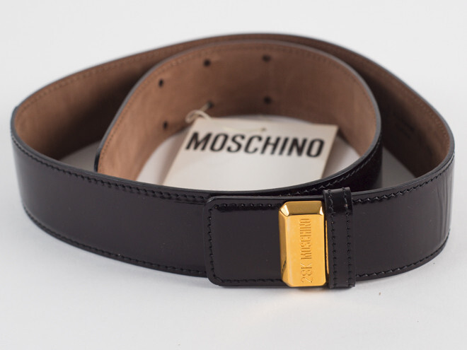 New Moschino Redwall Black leather Belt Size EU 44