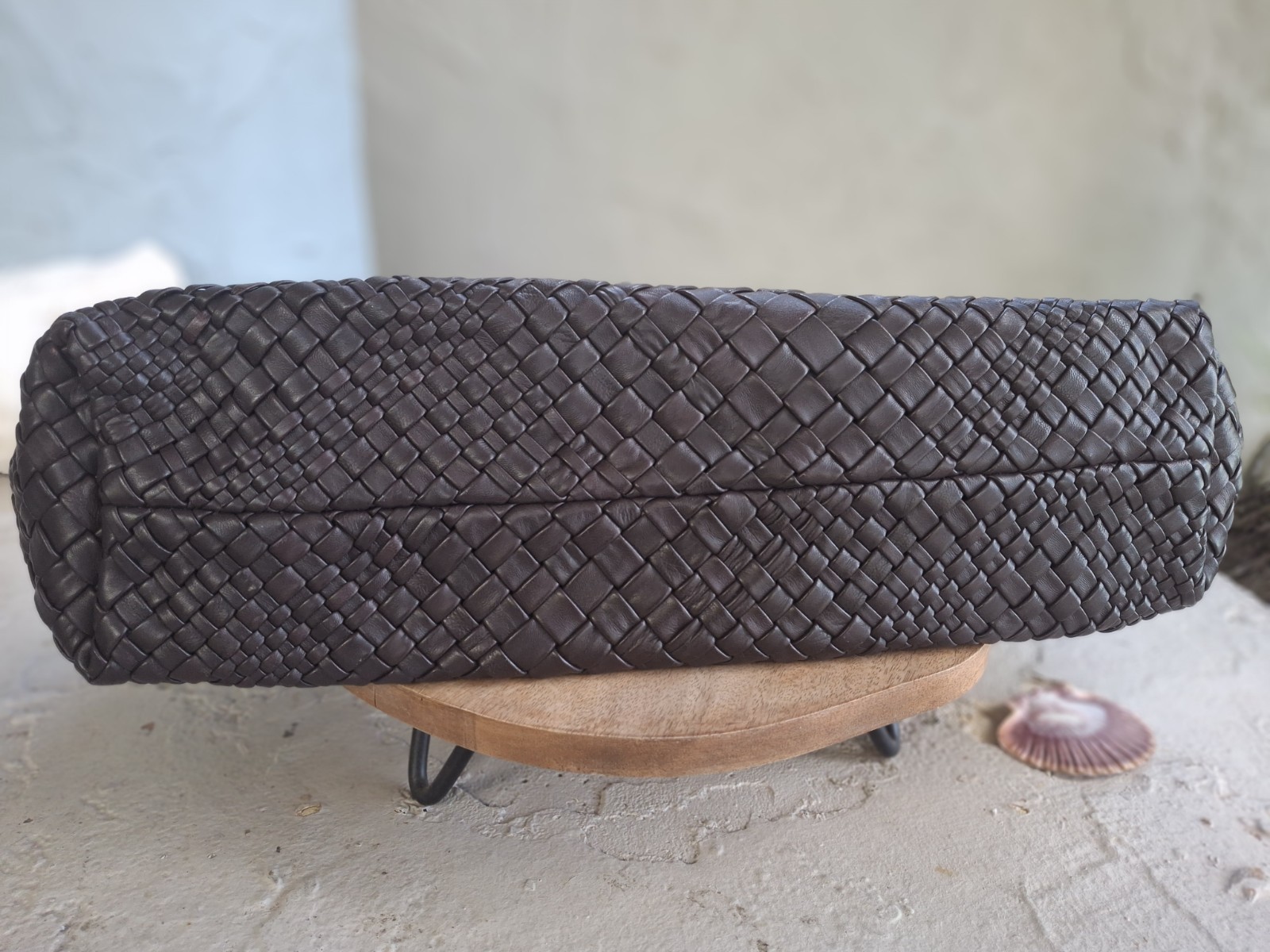 FALOR Large Firenze Hand Woven Dark Brown Tote Bag F7348 Made in Italy