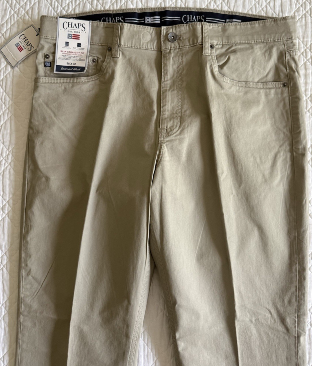 Chaps Slim Straight Fit Five Pocket Twill Pant Hampton Khaki