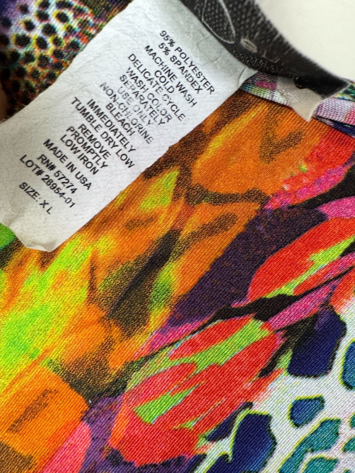 Jon Den Multicolor Artsy Long Sleeves Top Women size XL Asymmetrical Dolman Boho