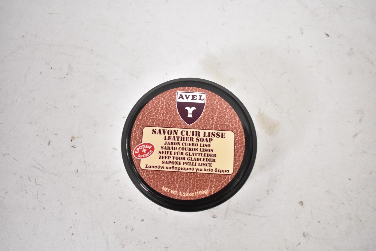 Avel Savon Cuir Lisse Smooth Leather Soap Cleaner 100ml Made in France Sponge