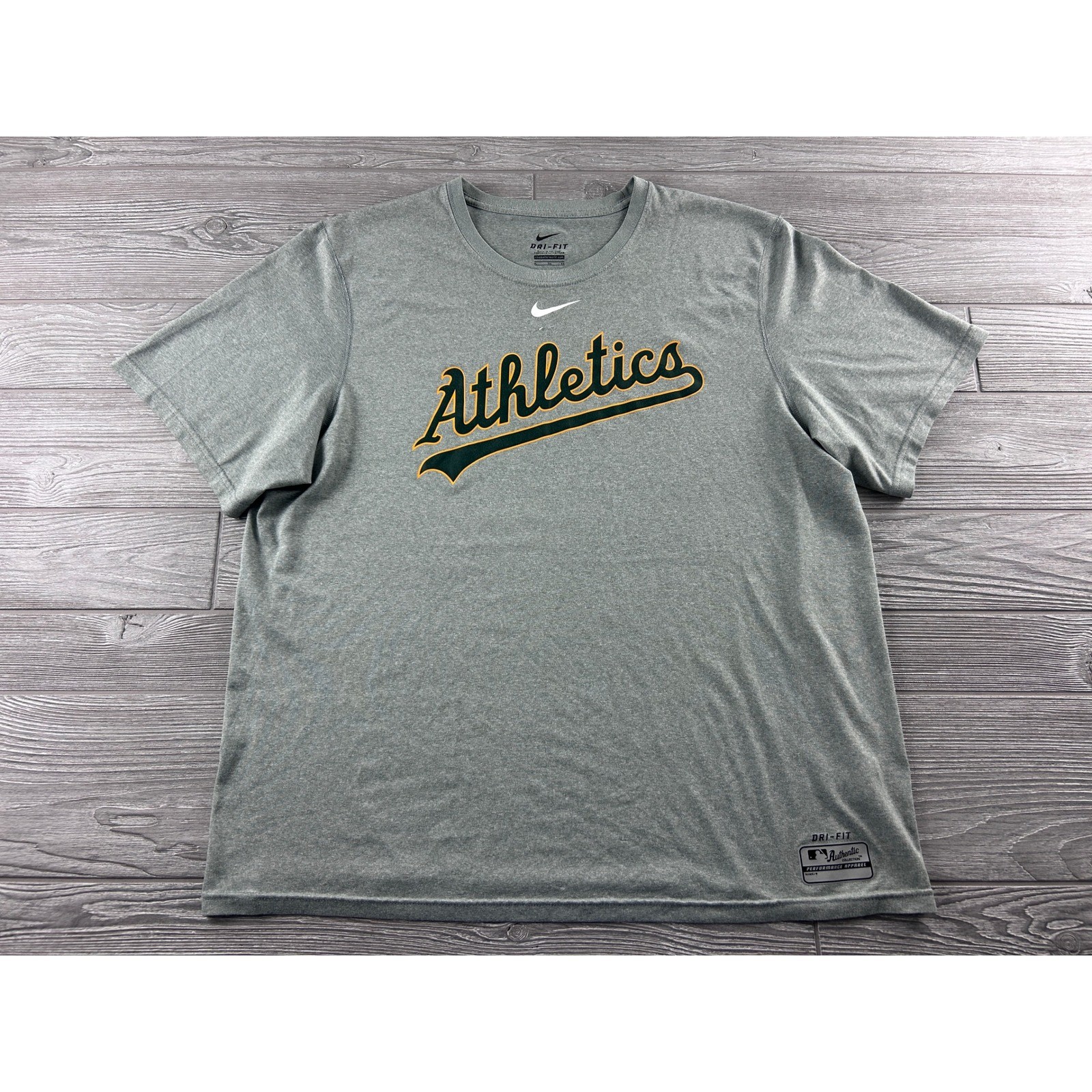 Nike Dri-FIT Oakland Athletics MLB T-Shirt Mens XL Gray Performance Tee 1278