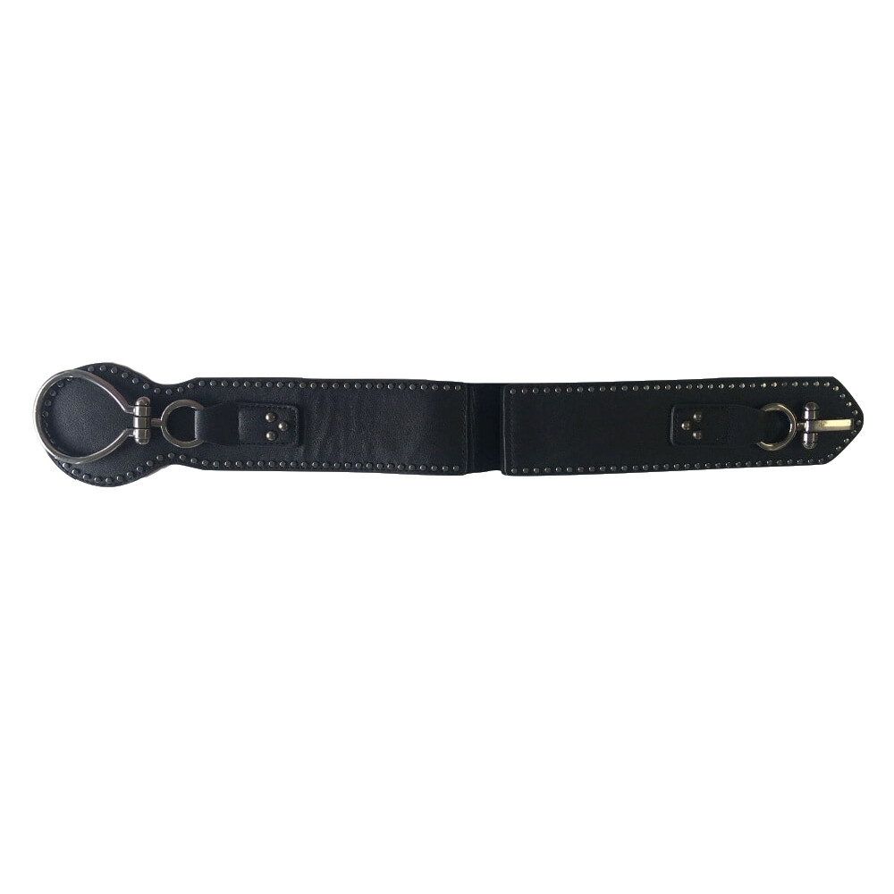Women Punk Rivet Elastic Buckle Stretch Waistband Corset Wide Waist Belt Metal