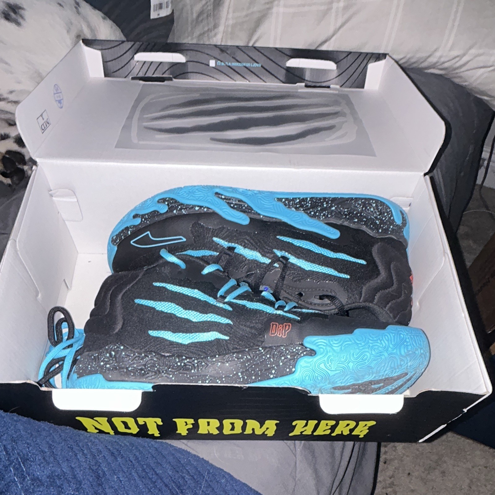 PUMA MB.03 M.E.L.O. Men’s Mid Top Lace-Up Basketball Sneakers Black/Blue
