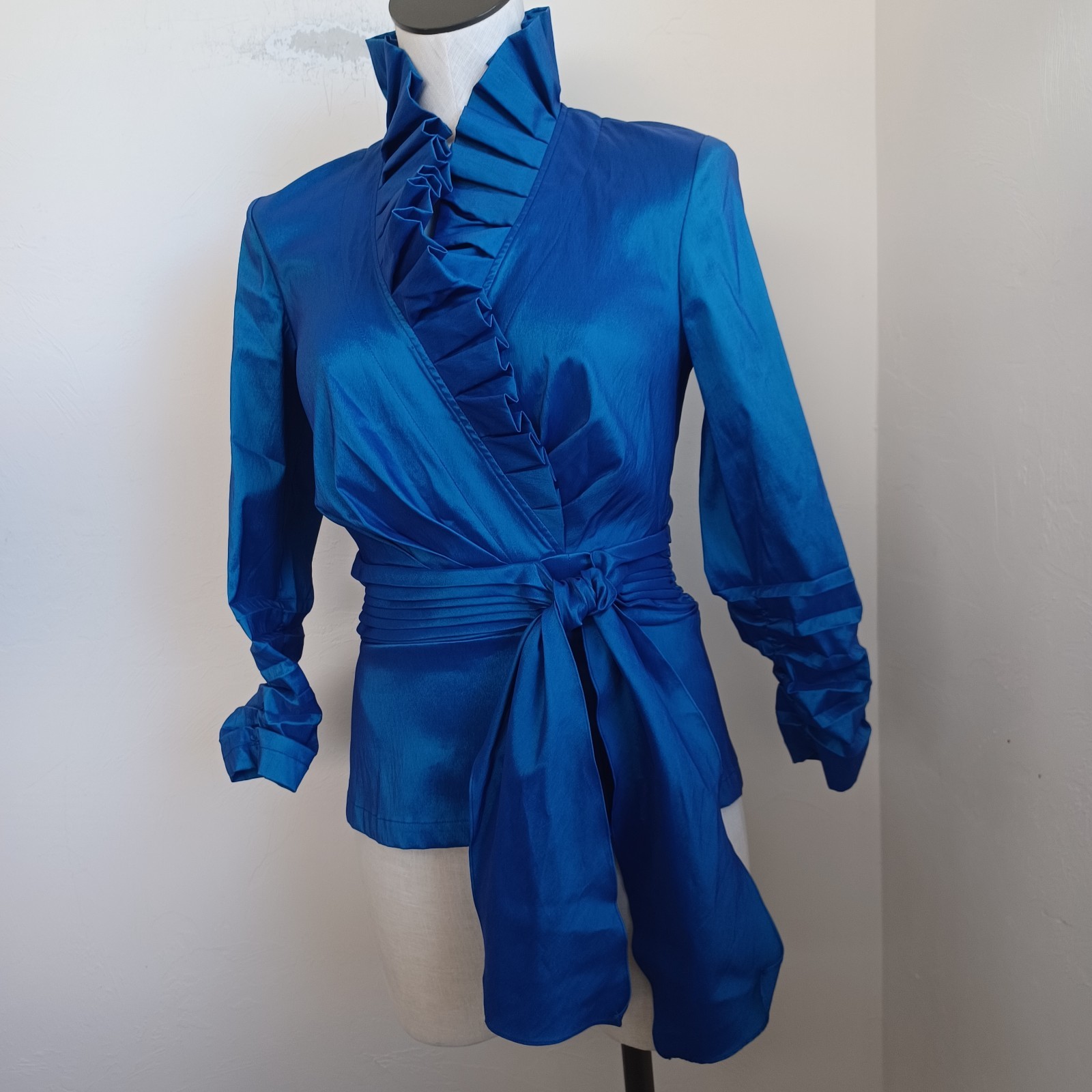 Tadashi Collection Blouse Womens 4 Tadashi Shoji Taffeta Ruffle Elegant Top