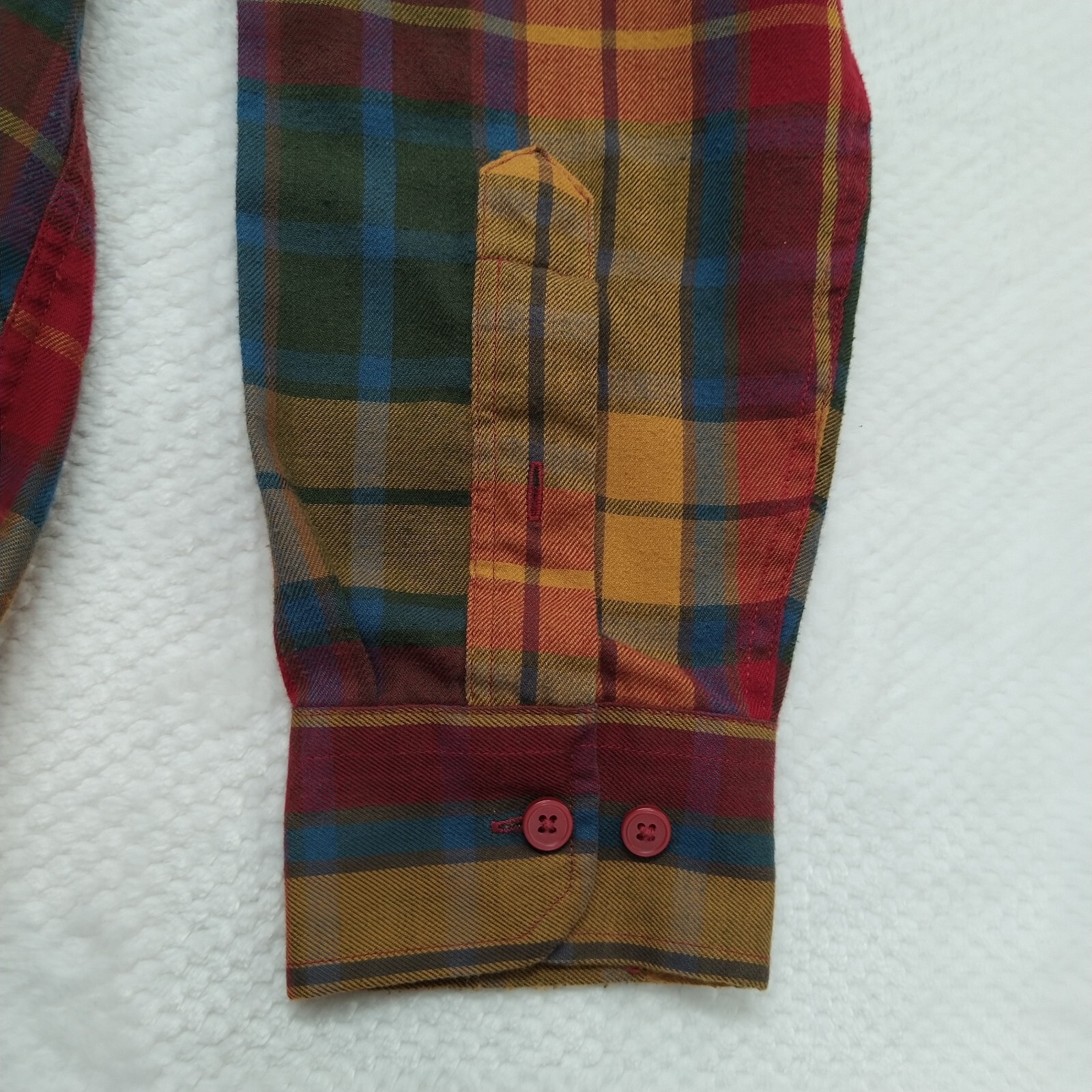 P.G. Field Mens Button Up Shirt Size Large Red Plaid Colorfull Long Sleeve
