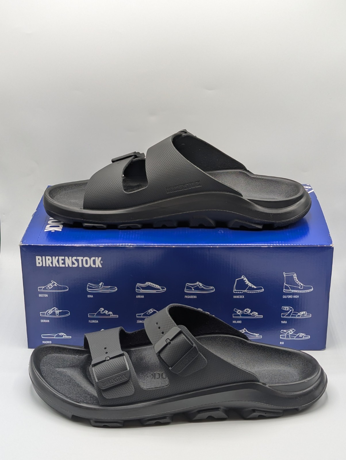 Birkenstock Mens Size 10 Mogami Terra Stealth 2 Strap Black Regular Fit Sandals