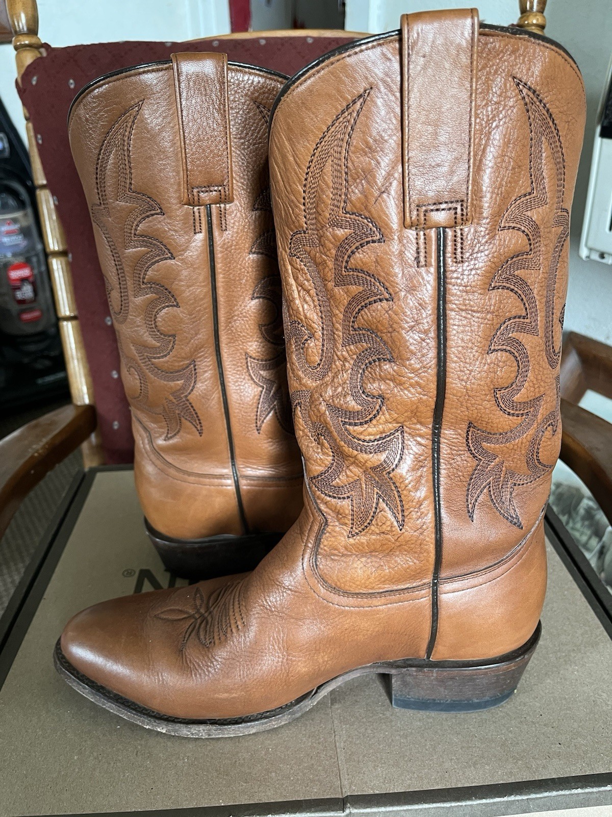 Stetson Sharp 11D Mens R Toe Western Cowboy Boots W/Box Made In USA