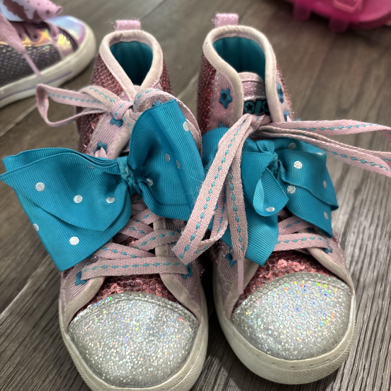 JoJo Siwa HighTop Multicolor Glitter & Bows Sneakers Girls Size 11.