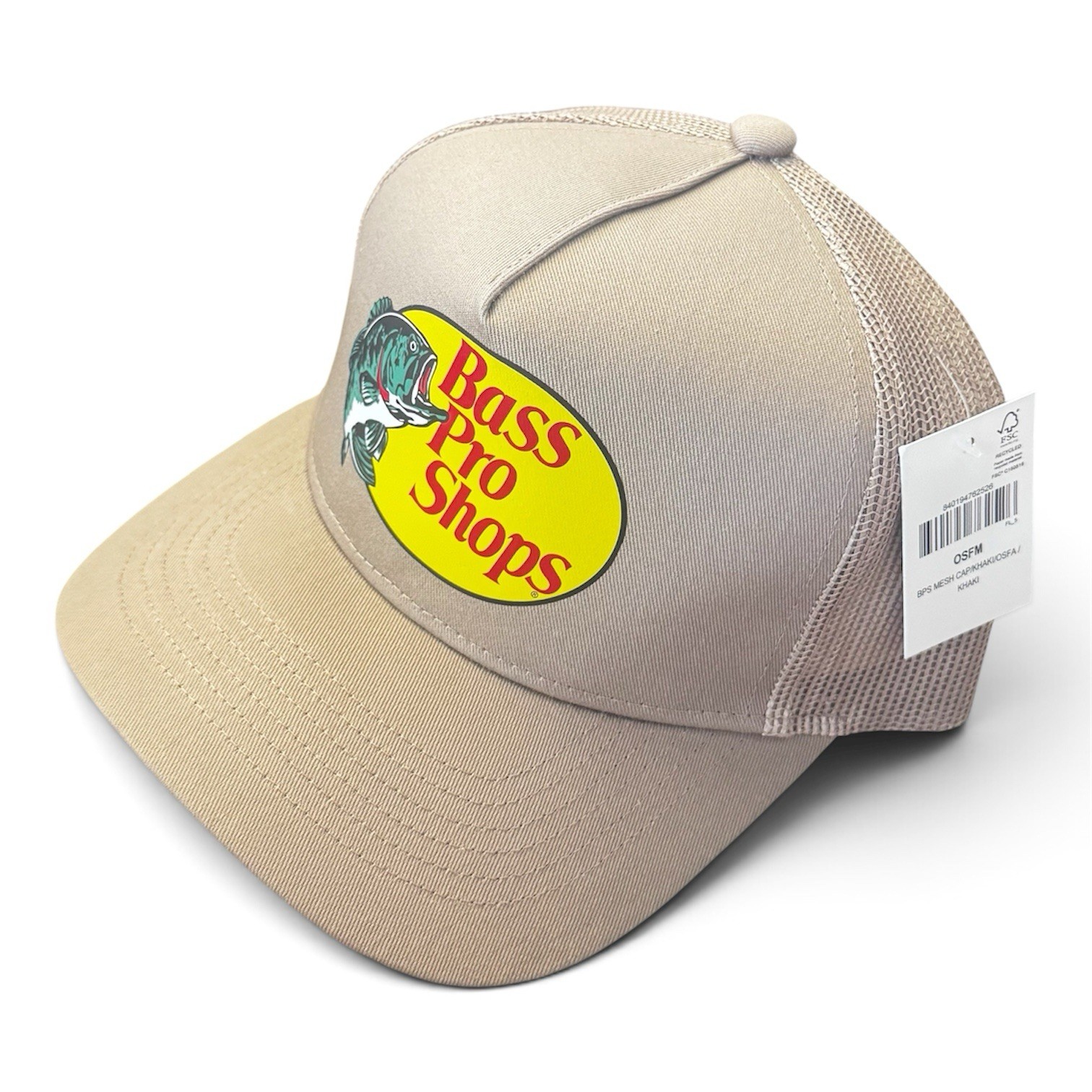 Khaki Bass Pro Shops Mesh Cap Hat Adjustable Snapback Trucker Fishing