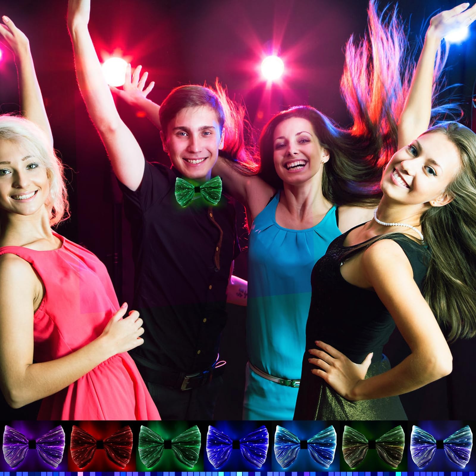 light up bow tie Rechargeable Fiber Optic Bowtie 7 Colors & 5 Modes – Disco, …