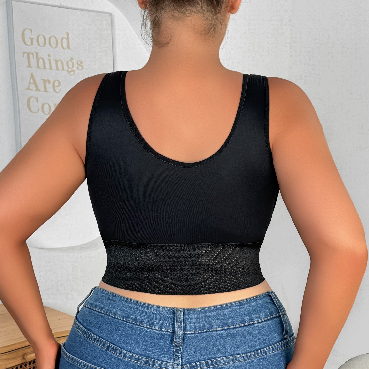 Plus Size Front Closure Full Coverage Bra Wireless Front-Button Shaping Bra Yoga