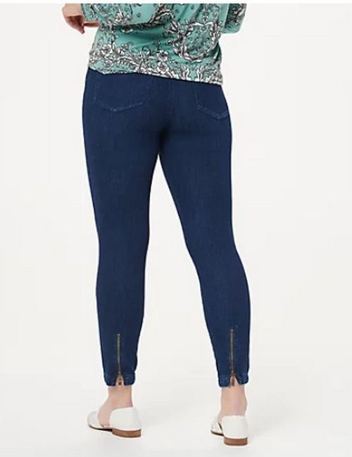Belle Kim Gravel White Petite Flexibelle Back Zip Jegging Jeans New