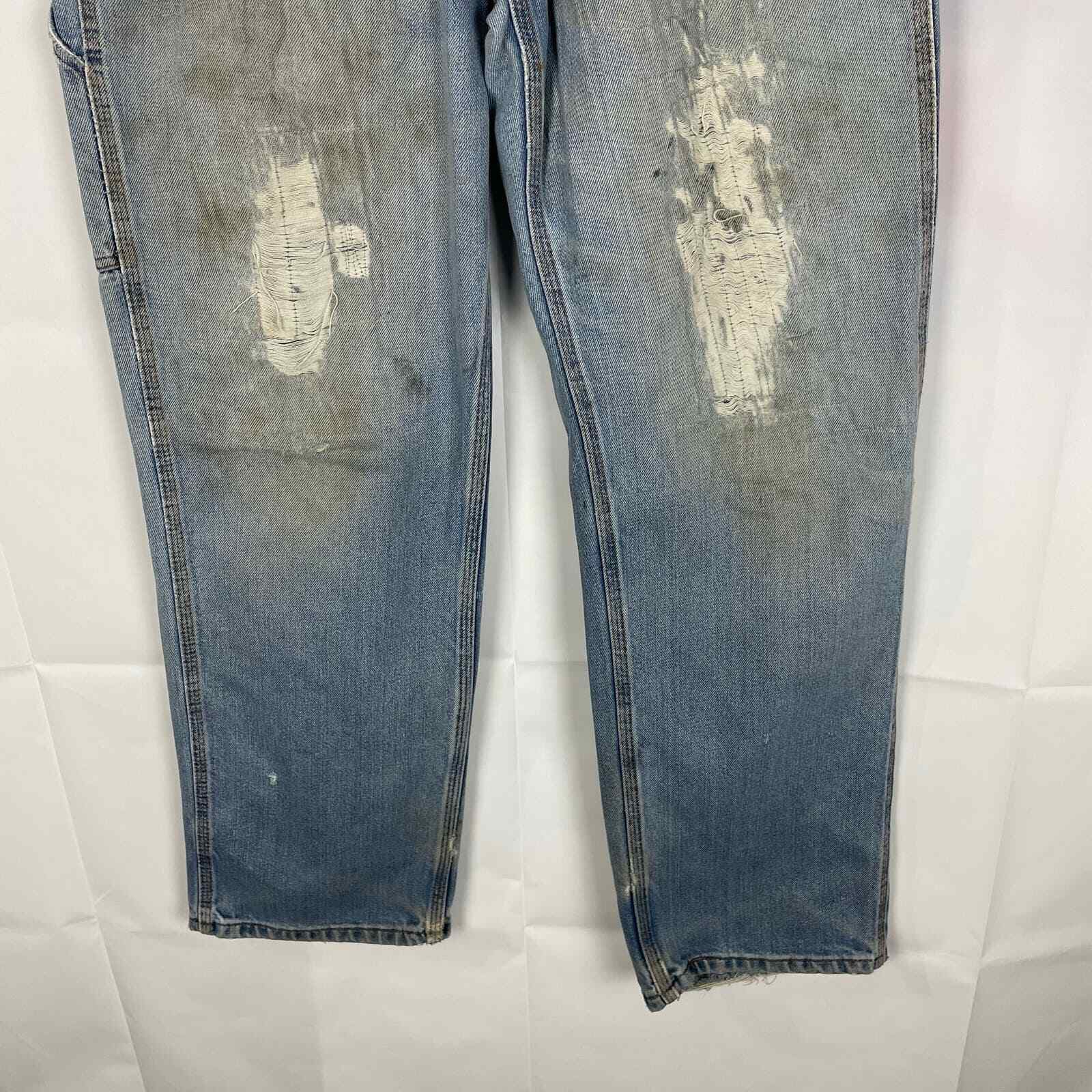 Tyndale FR Jeans Flame Resistant F290T Carpenter 35 X 32 Light Wash Distressed