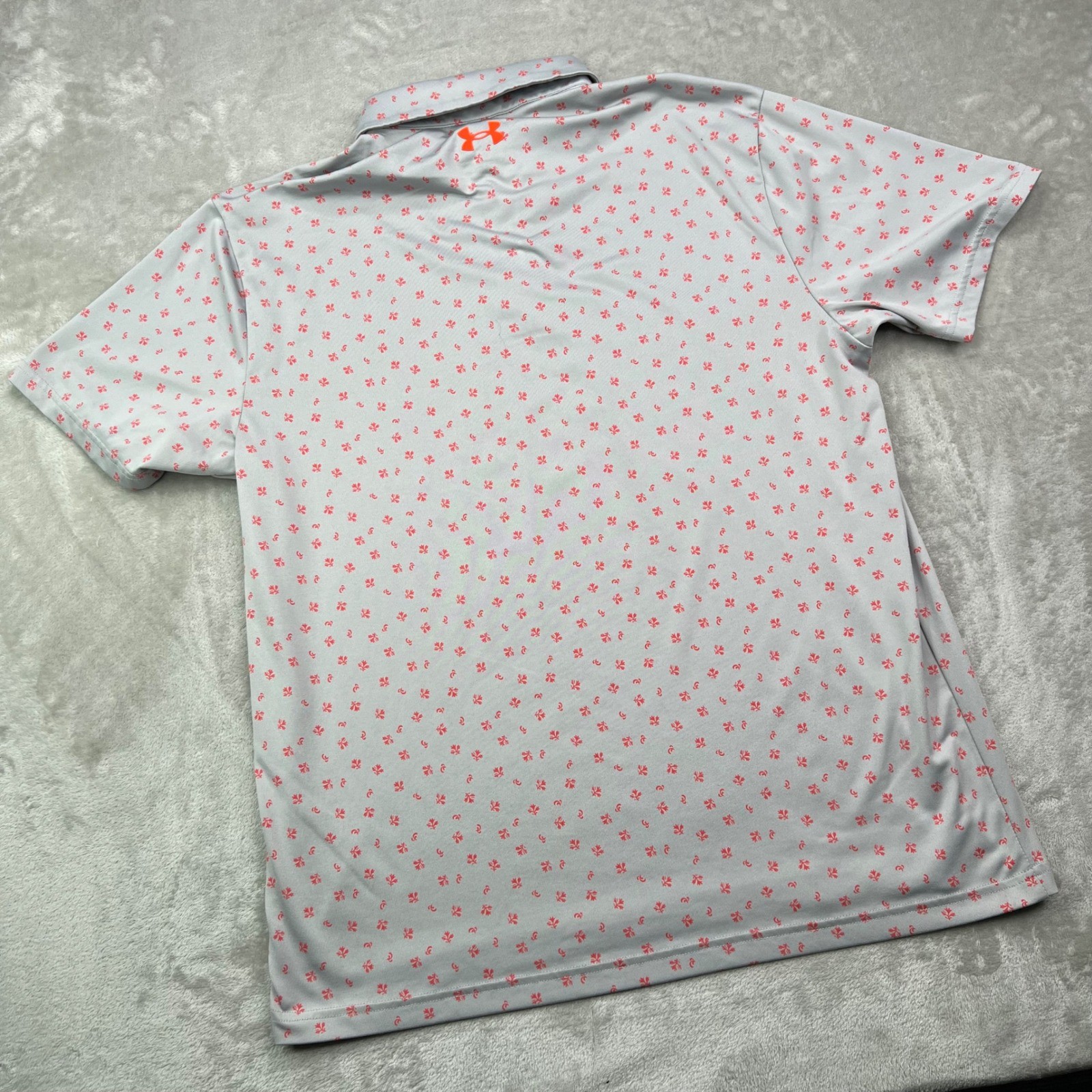 Under Armour Playoff Polo Shirt Mens Large Gray Floral Print Performance Loose