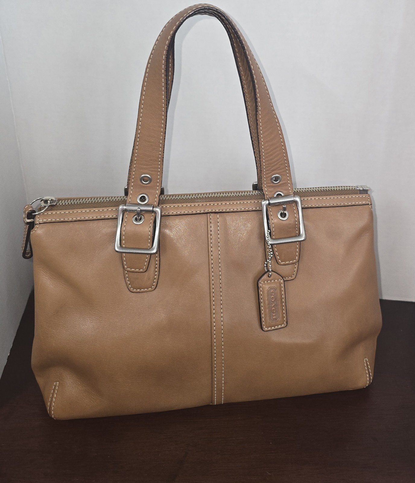 COACH Legacy Shoulder Bag Brown Leather Satchel 9545 Vtg 2003 Nickel Hardware