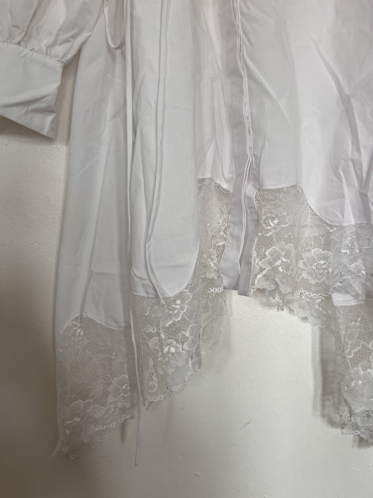 ASOS Design White Shirt Dress With Waist Tie And Lace Trims Size 8 Small
