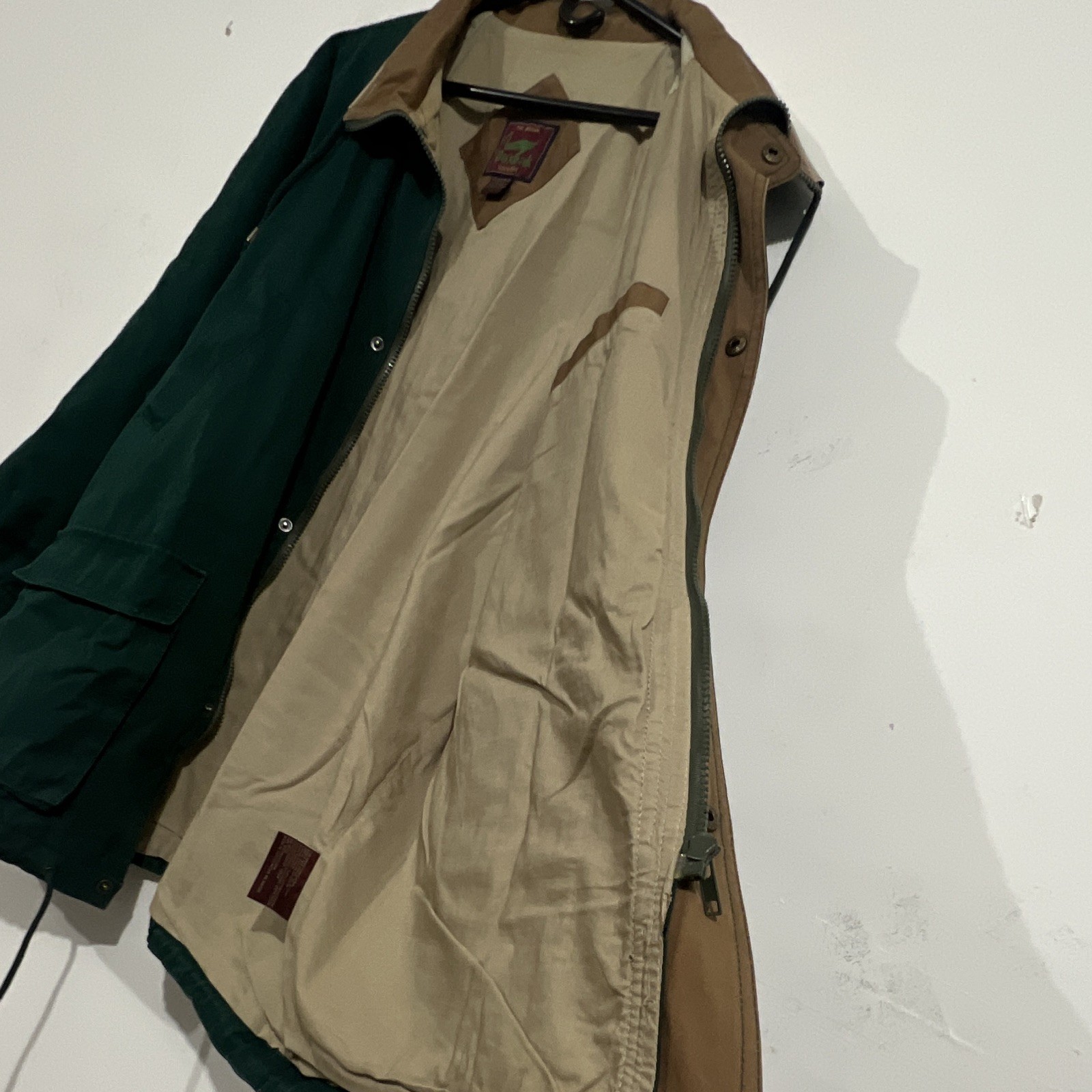VTG Duxbak The Original Men’s Lined Field Jacket Green/Brown Collar Size M 708