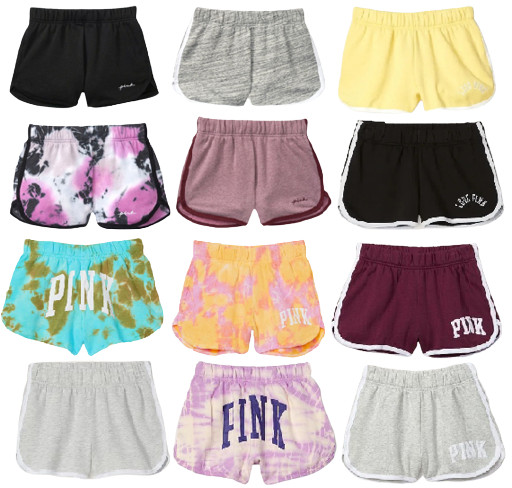 VICTORIA’S SECRET PINK GRAPHIC LOGO VARSITY FLEECE LOUNGE SHORTS XS S M L XL NEW