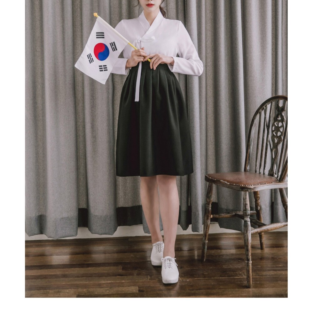 [CHUSHOP]Korean Modernized Traditional Costume Woman Hanbok Set,*White&Black*