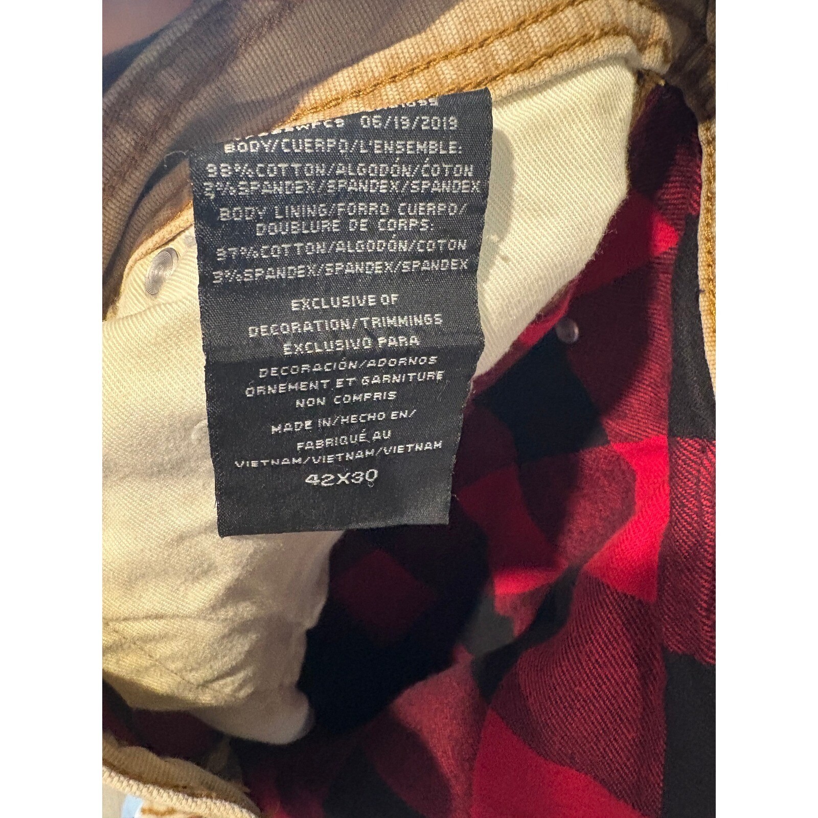 Walls Work Pants Mens XL Beige Insulated Flannel Lined Carpenter Style XL