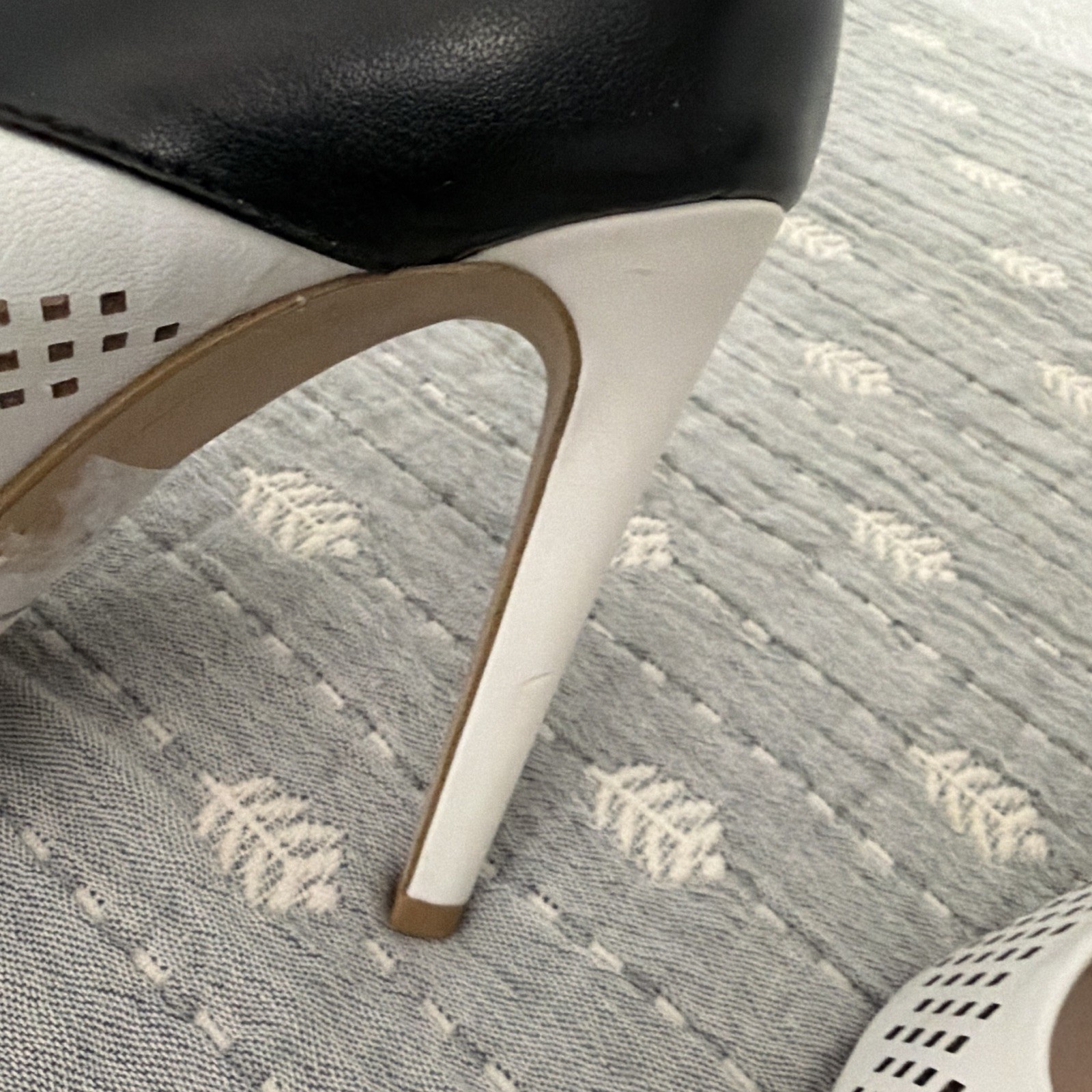 French Connection White/Black Pointed Toe Perforated Leather Slip On Pumps 7.5