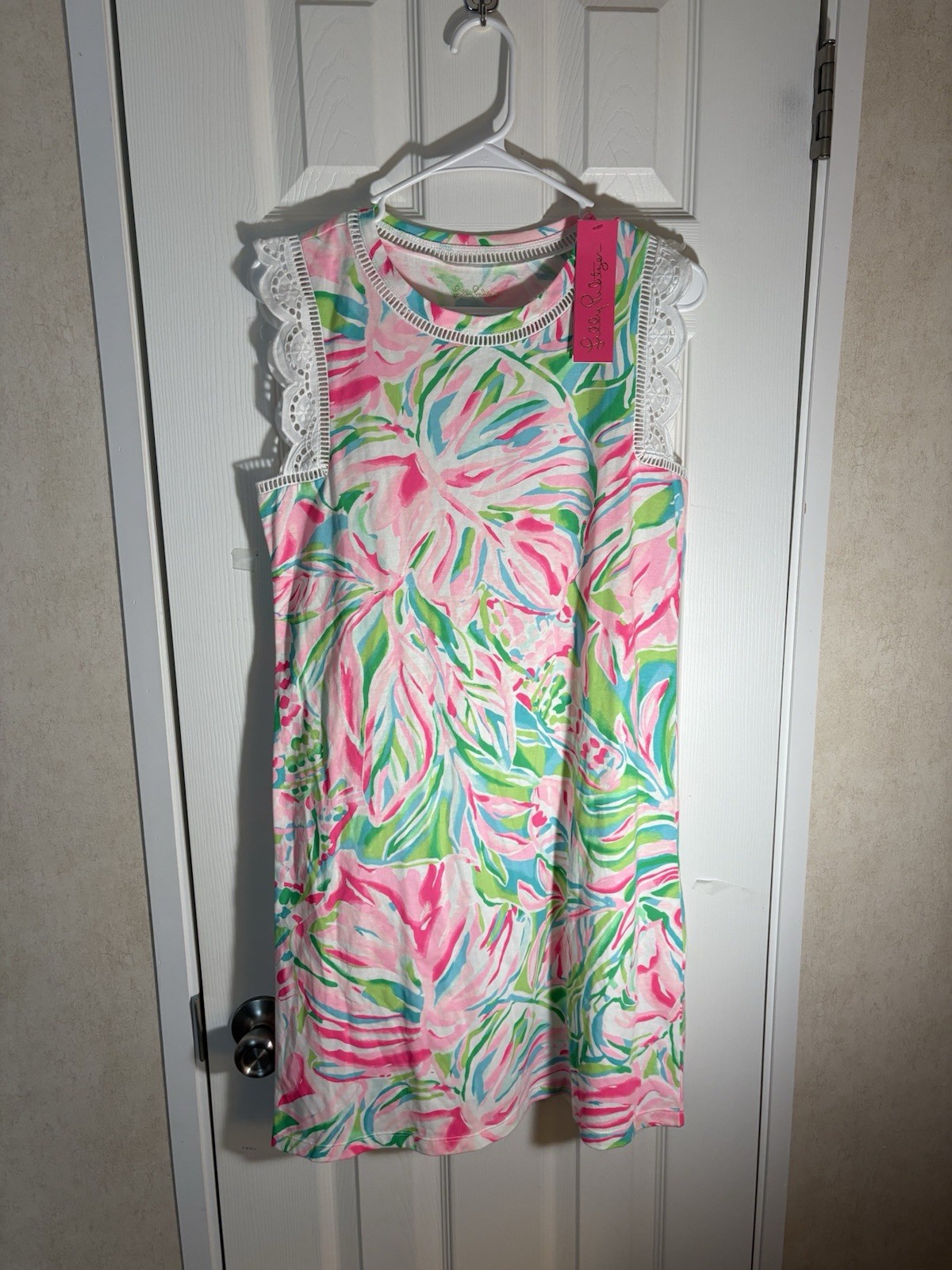 Lilly Pulitzer Agee Dress S Croc My World Lace Sleeveless Resort eyelet sleeves