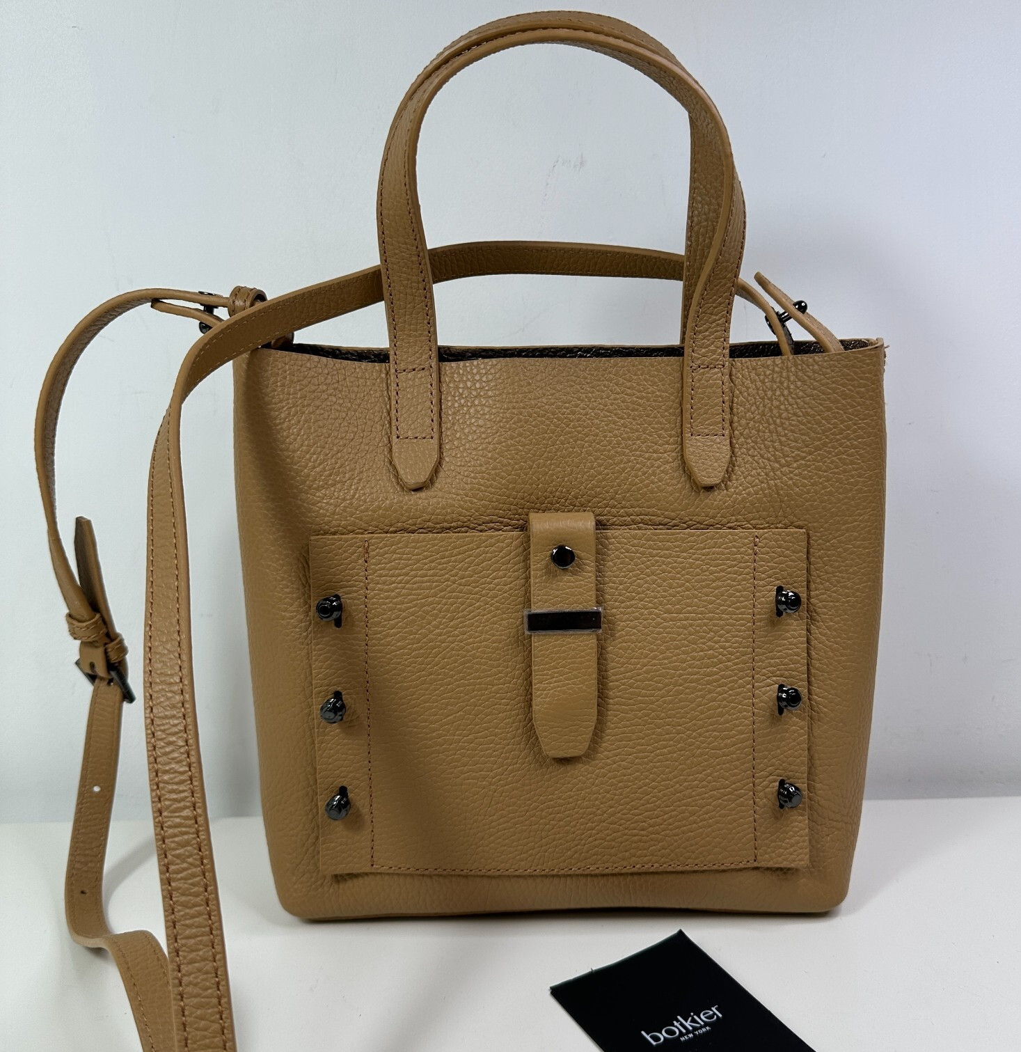New Botkier Warren Tote Camel Pebble Leather Convertible Bag Medium $198