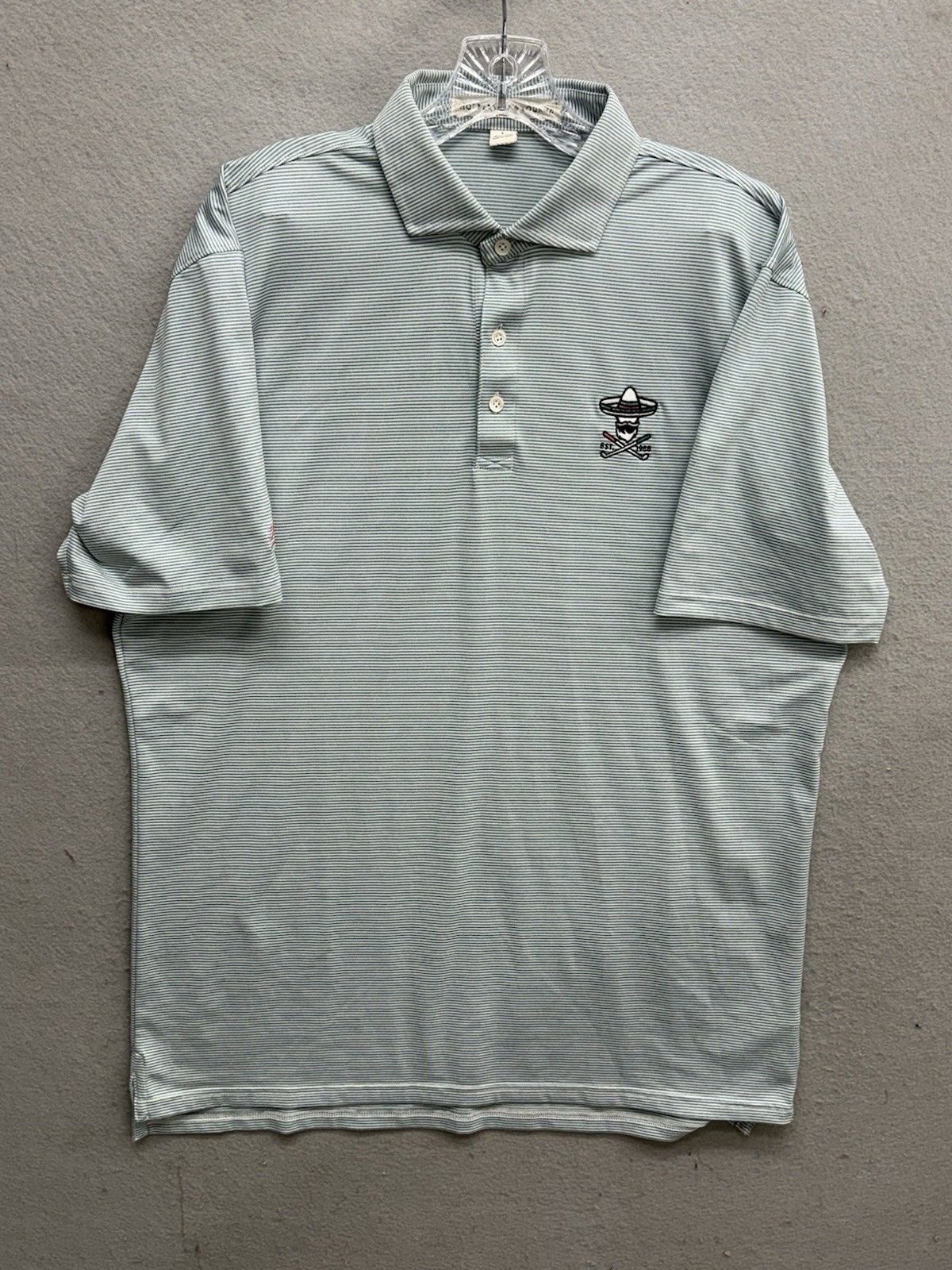 Holderness & Bourne ALMIGOS Logo Golf Polo Shirt Blue Stripe Men’s Size Large L