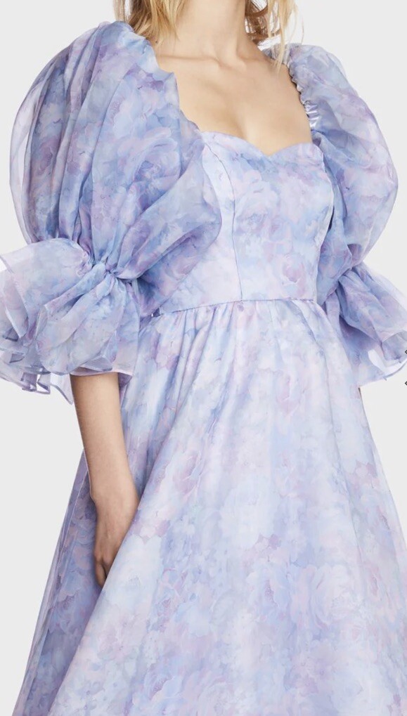Fanciful Doll Floral Belle Maxi Dress Puff Sleeves Size Large