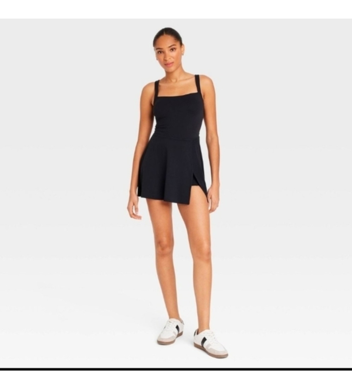 JoyLab Women’s Knit Squareneck Slit Active Dress Black Size Xs