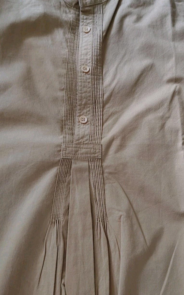 J. Peterman Octavia Mountain Shirt Men’s Size M Pintuck Mandarin Collar…