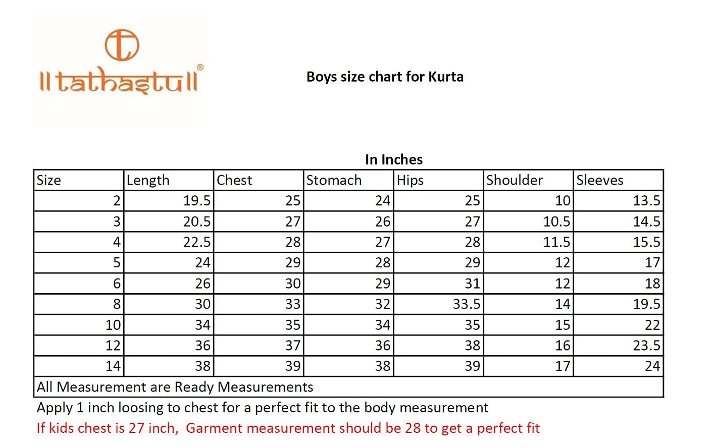 Tathastu Boys Cotton Kurta Set -TKS1286B-2-Red