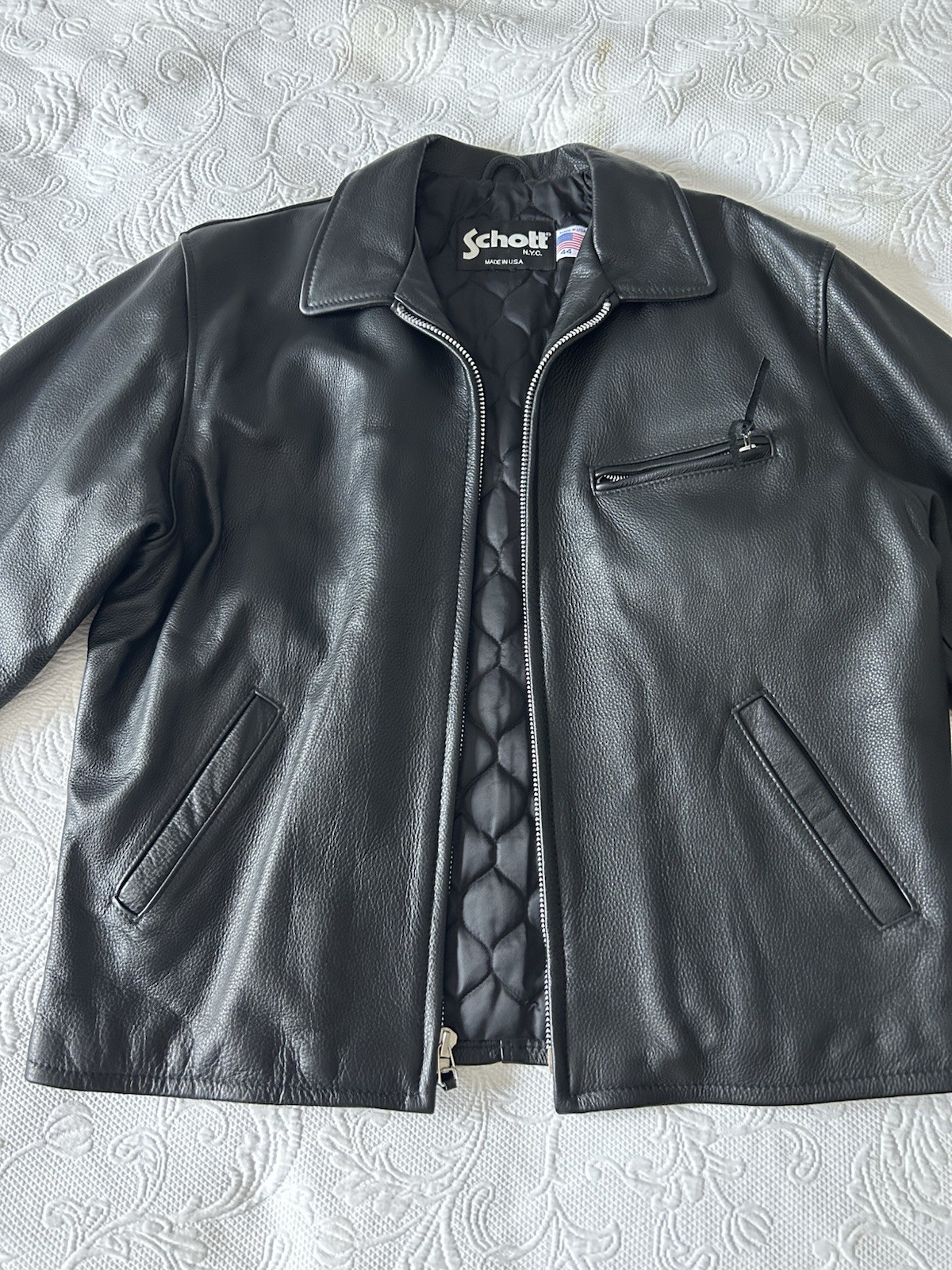 Schott leather jacket #135 Casual Weekend Pebbled Cowhide Size 44 Black