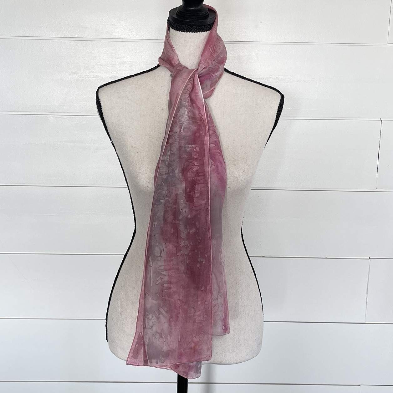 Scarf Organza Pink Gray White Long 16 X 56”
