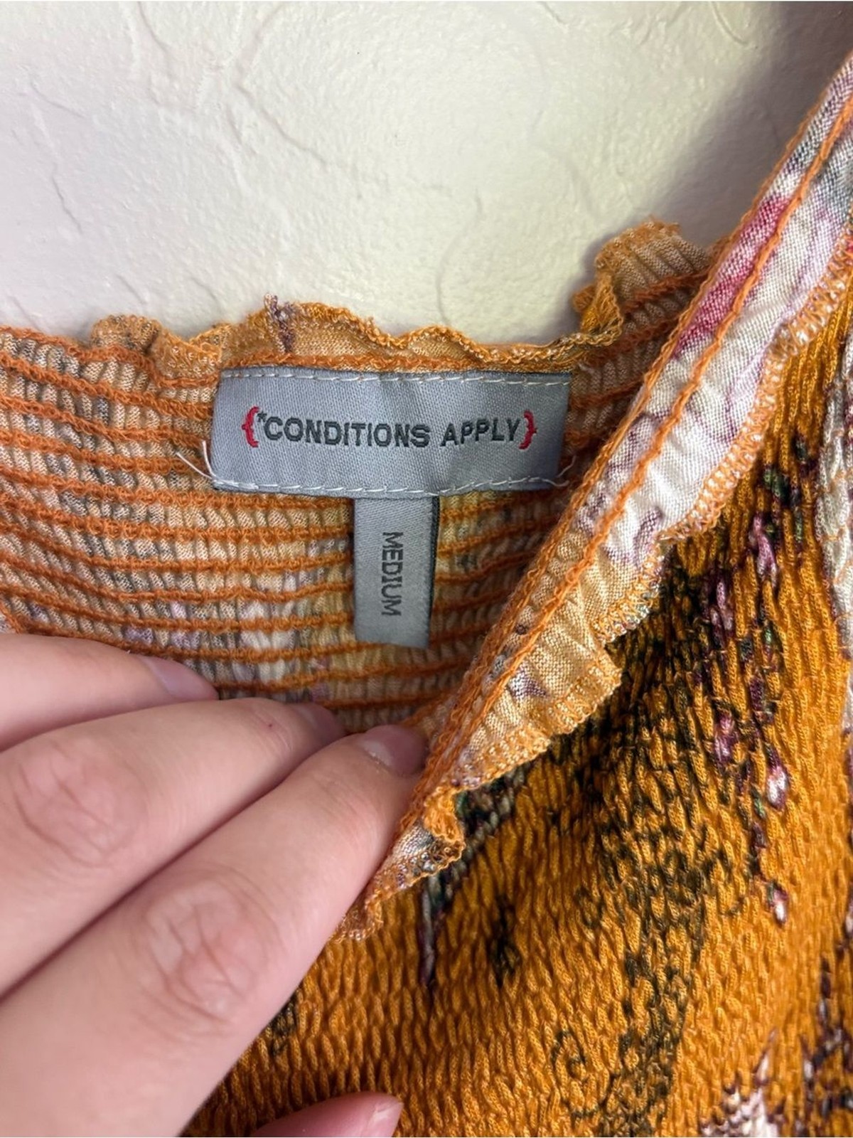 Anthropologie Conditions Apply Marigold Yellow Smocked Puff Sleeve Blouse Medium