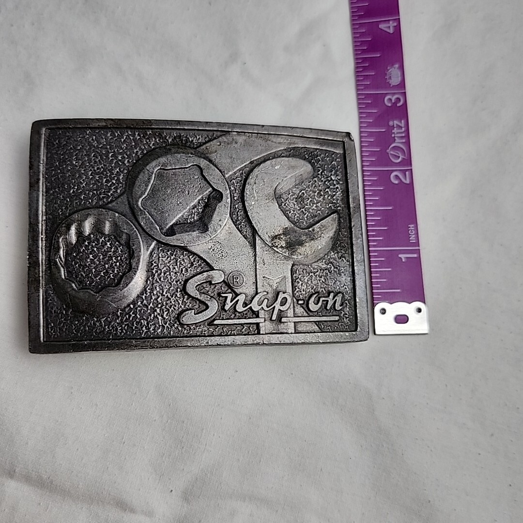Vintage Snap On Tools Belt Buckle Rectangle 3.5in By 2.25in Made USA Wrenches