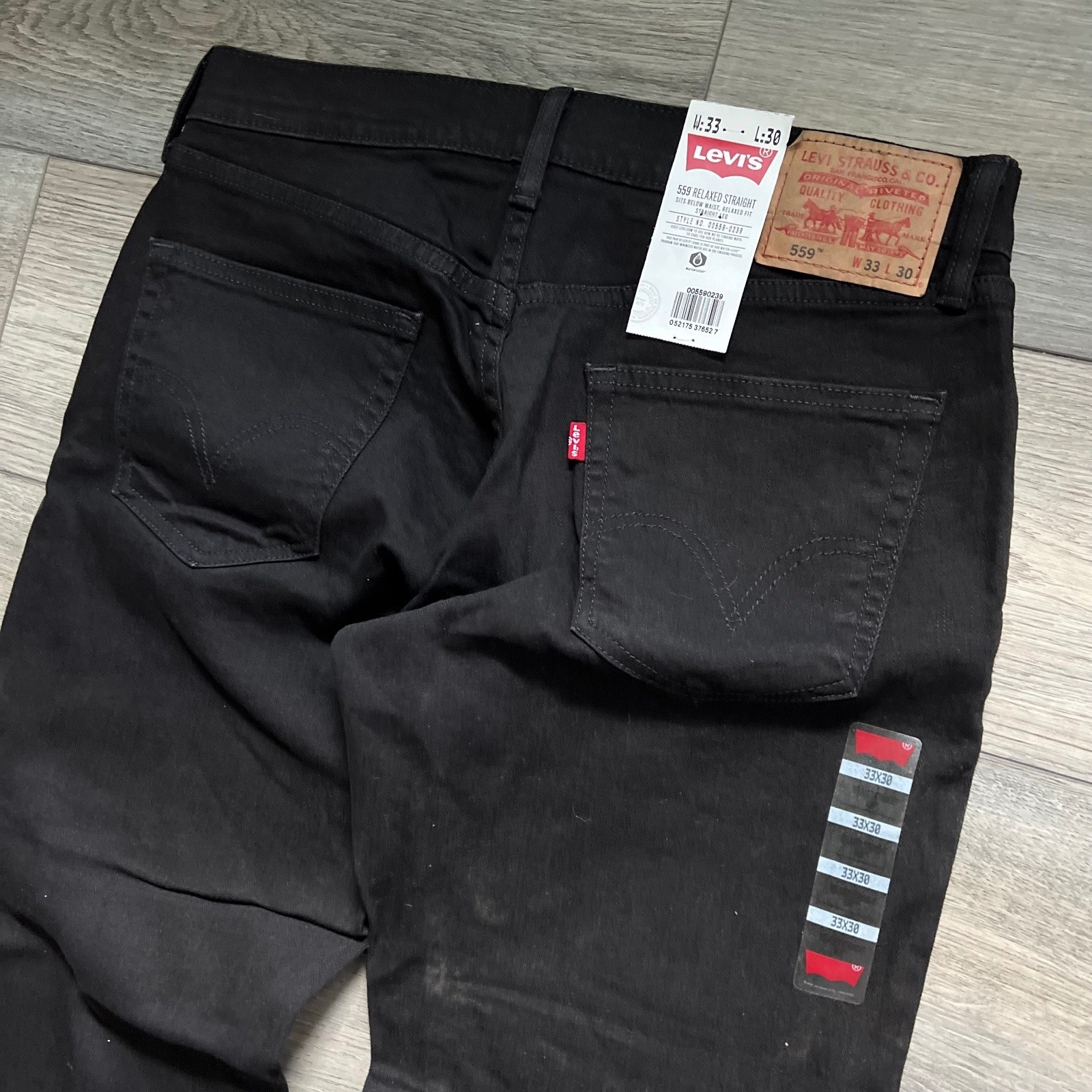 Levi’s Men’s 33×30 559 Relaxed Straight Jeans Black Denim Y2K NEW NWT