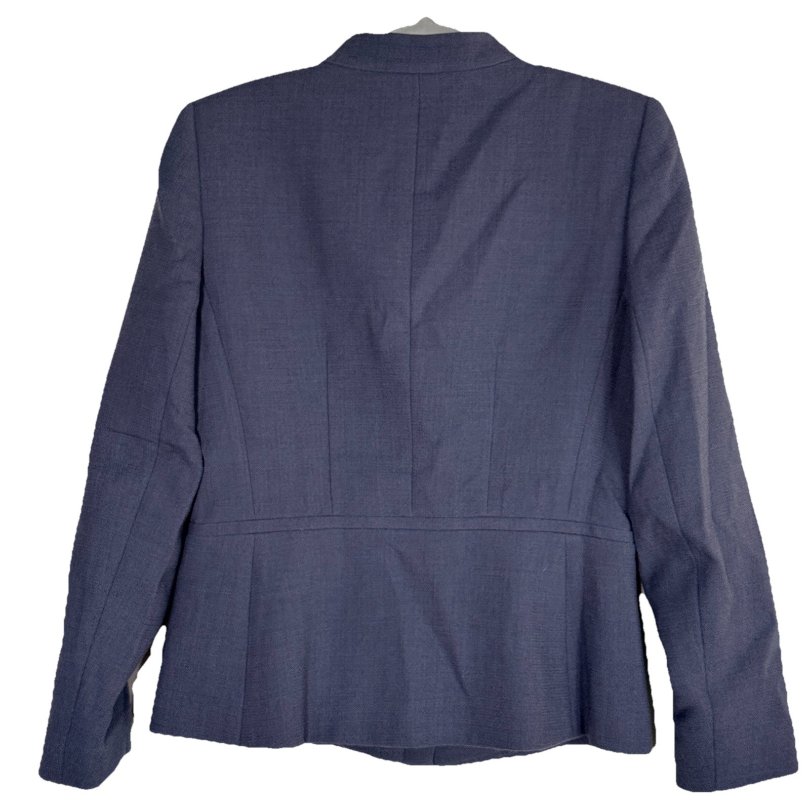 Lafayette 148 Wool Peplum Zip Blazer Jacket Blue Minimalist Luxury Women 4