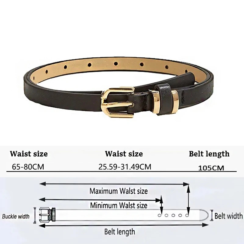 Faux Leather Waist Belt Thin 1.3cm Women’s Dress Strap Simple Adjustable Belts