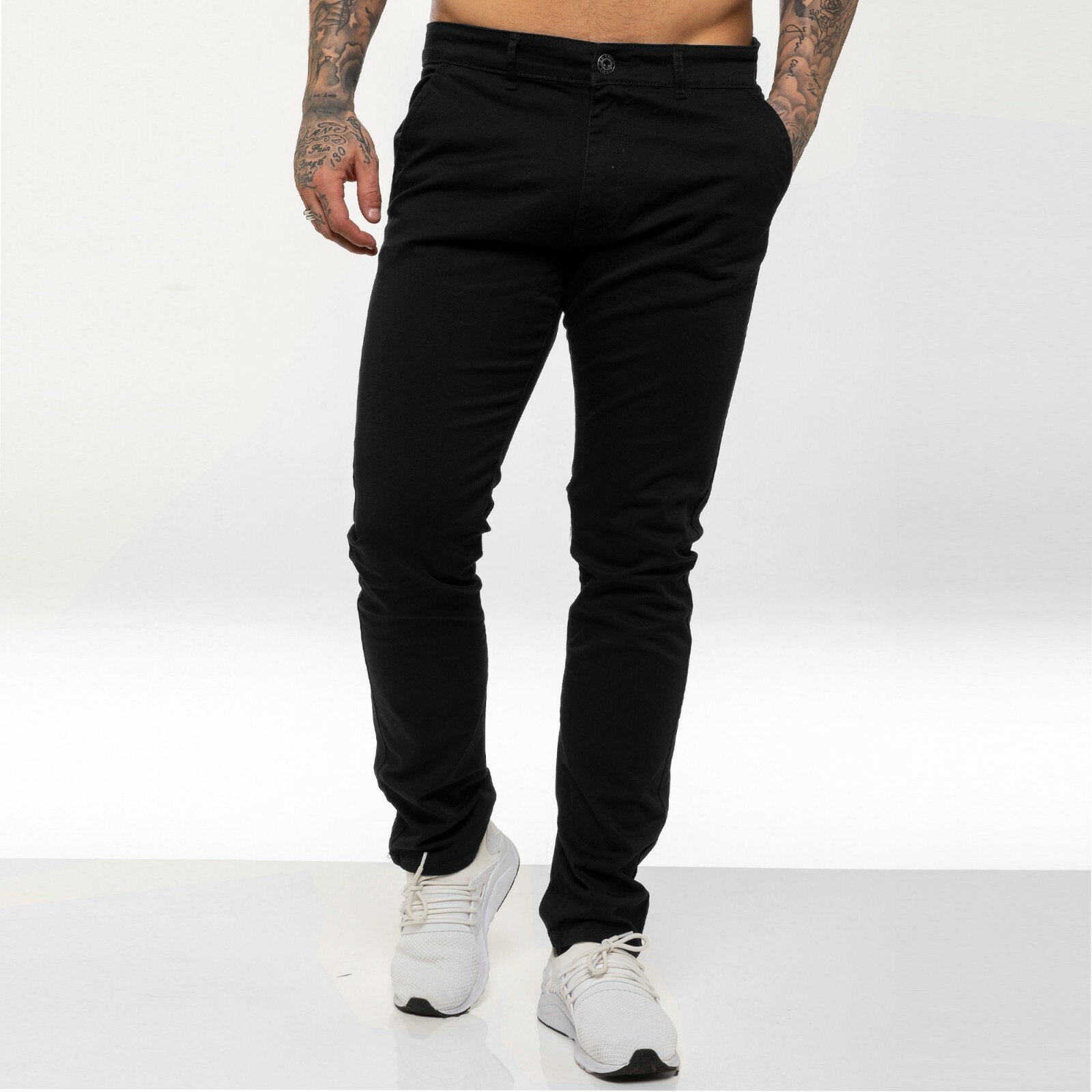 Enzo Mens Chino Trousers Slim Fit Stretch Cotton Jeans Pants All Waist Sizes