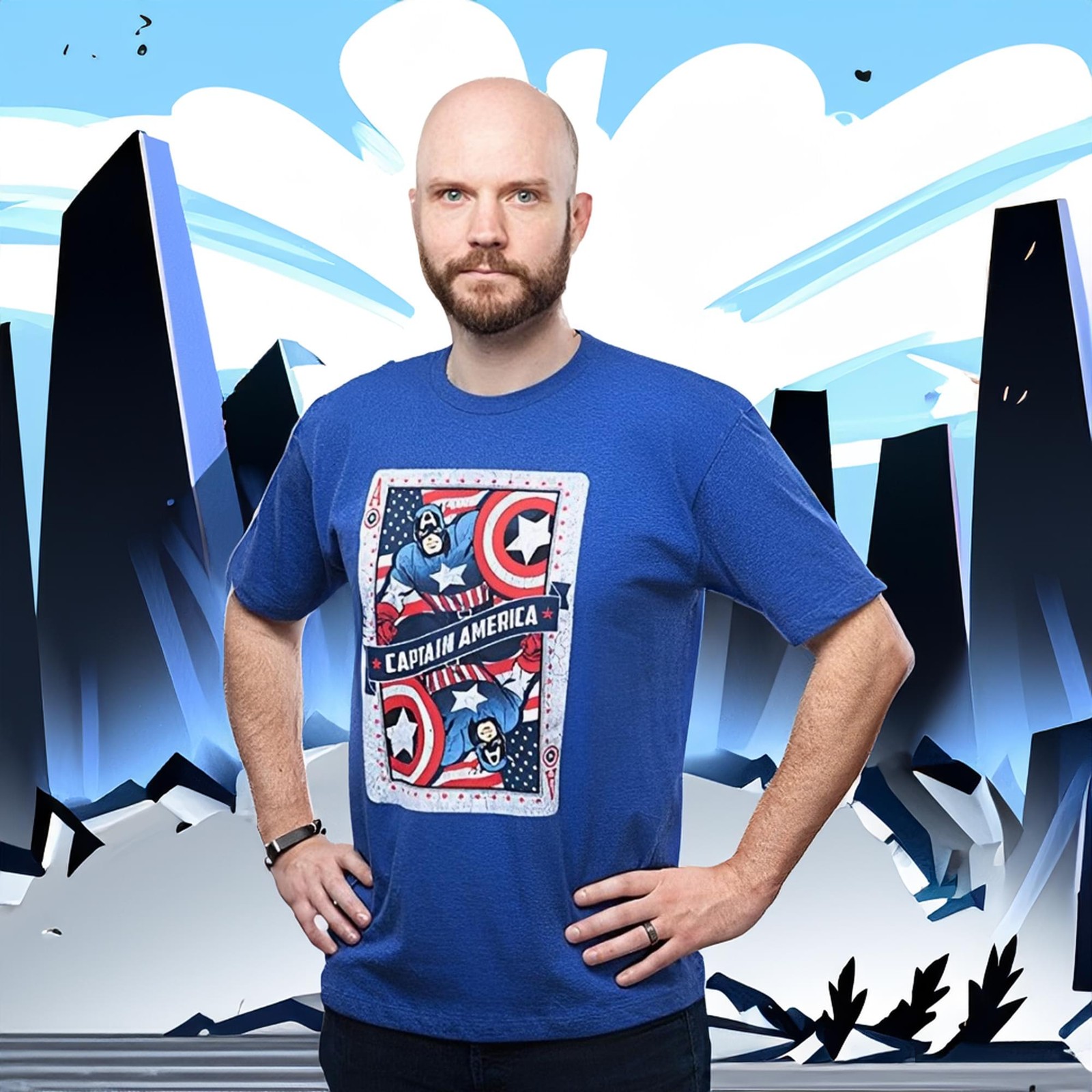 Captain America “Ace of Avengers” Adult T-Shirt Large